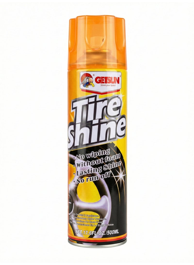 GETSUN Tire Shine Spray, No Wipe Foam Free Formula, Lasting Shine, 500ml - Image 1